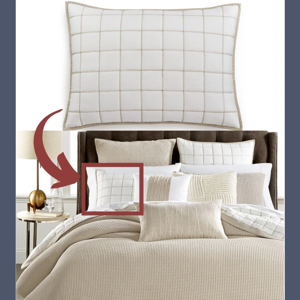 NIB Hotel‎ Collection Waffle Weave Quilted (1) Standard Sham Pillow